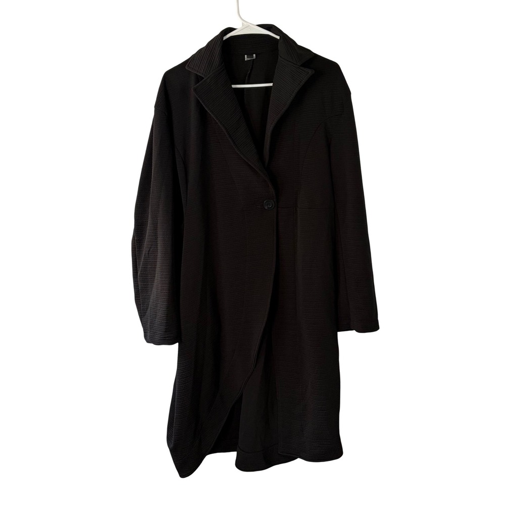Dress To Kill Black Textured One Button Asymmetrical Longline Cardigan Coat OSFM